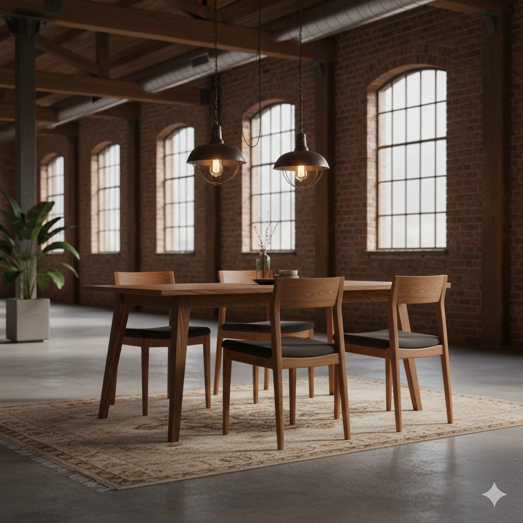 Loftowe krzesła z dębowego drewna