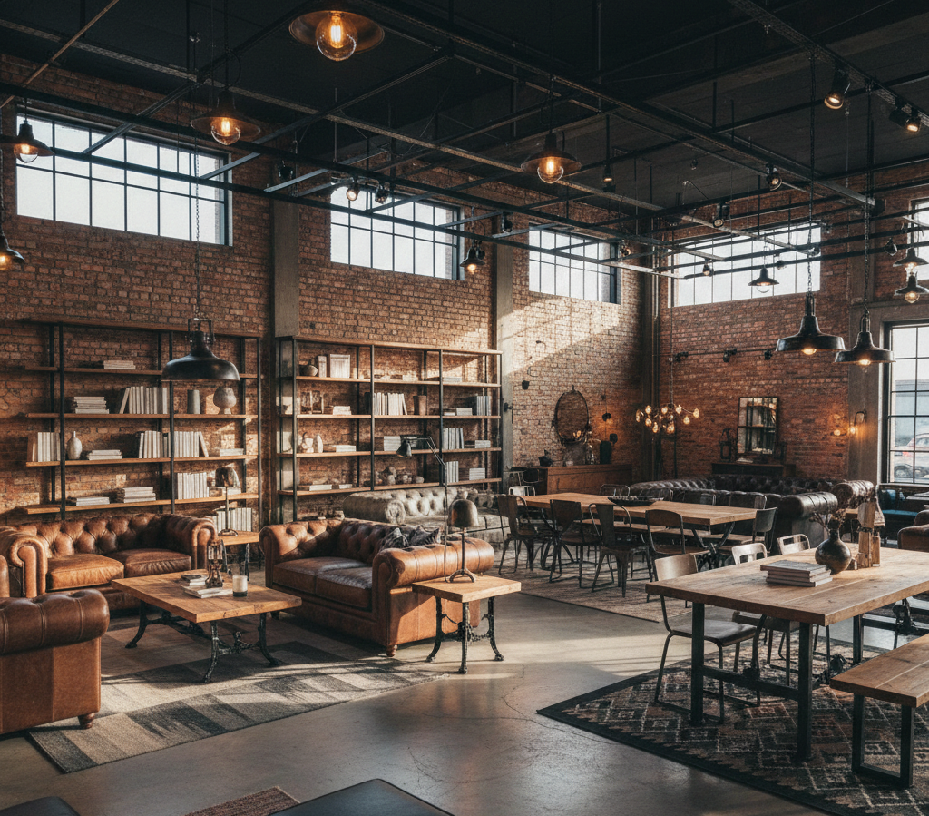 Wnętrze salonu meblowego Surowy Dąb